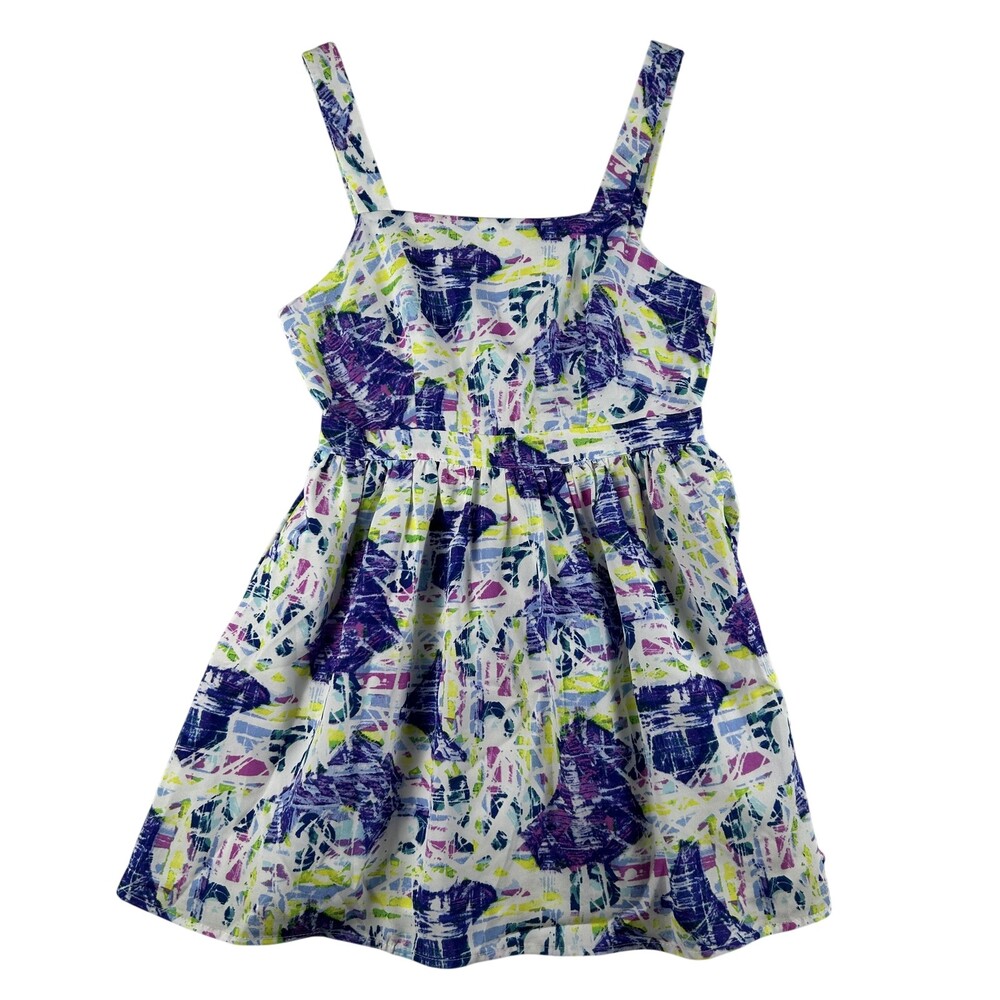 Do & Be Dress Womens Small Multicolor Abstract Fit Flare Strappy Back Sundress
